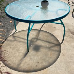 Blue Glass Outdoor Table