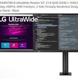 LG 34 Inch Ultra wide Monitor HDR 4k Resolution