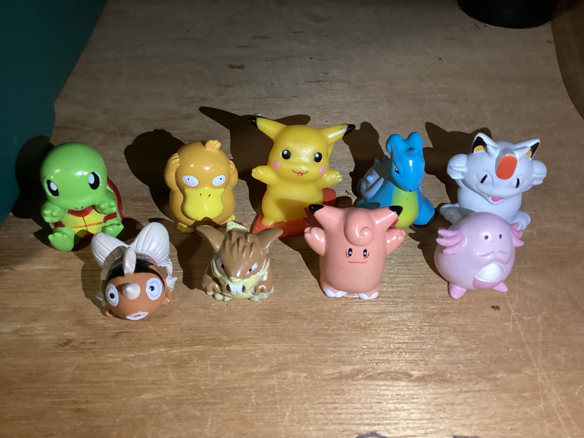 9 Vintage Pokemon Toys Pikachu,squirtle,lapras,meowth,psyduck,Clefable,raticate,Chansey and seaking