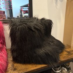 Black Faux Fur Boots