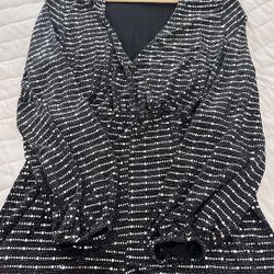 Black Sequin Long-Sleeve Mini Dress