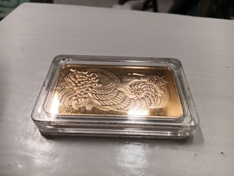 Gold-Tone Engraved Bullion Bar in Case