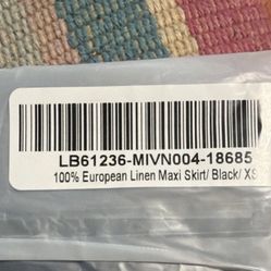 Quince European Linen Maxi Skirt Black XS  Side Slit Elastic Waist Nwt