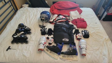 Ice Hockey Gear Set And Inline Skates