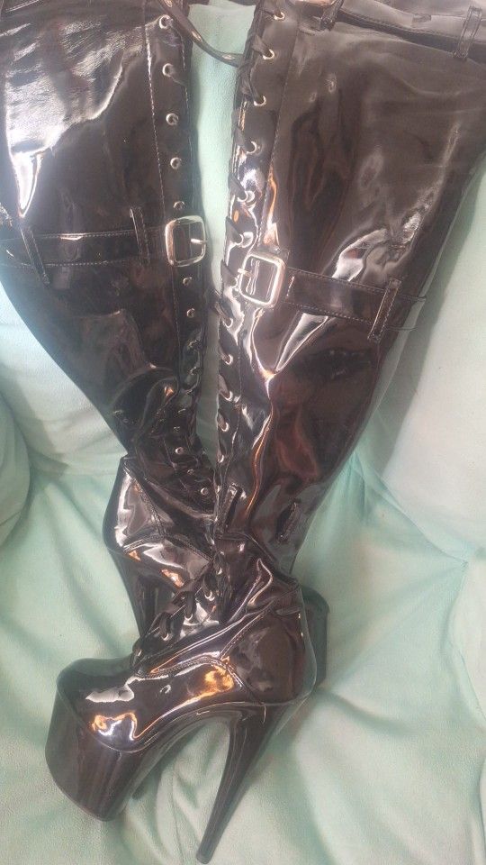 Black Leather Dancer Boots