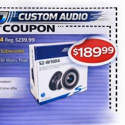 Alpine S Series Bass Speaker 10" Dual Voice Coil Subwoofer 1800 Watts S2-W10D4 🚨 Payment Options Available 🚨 No Credit Needed 🚨 