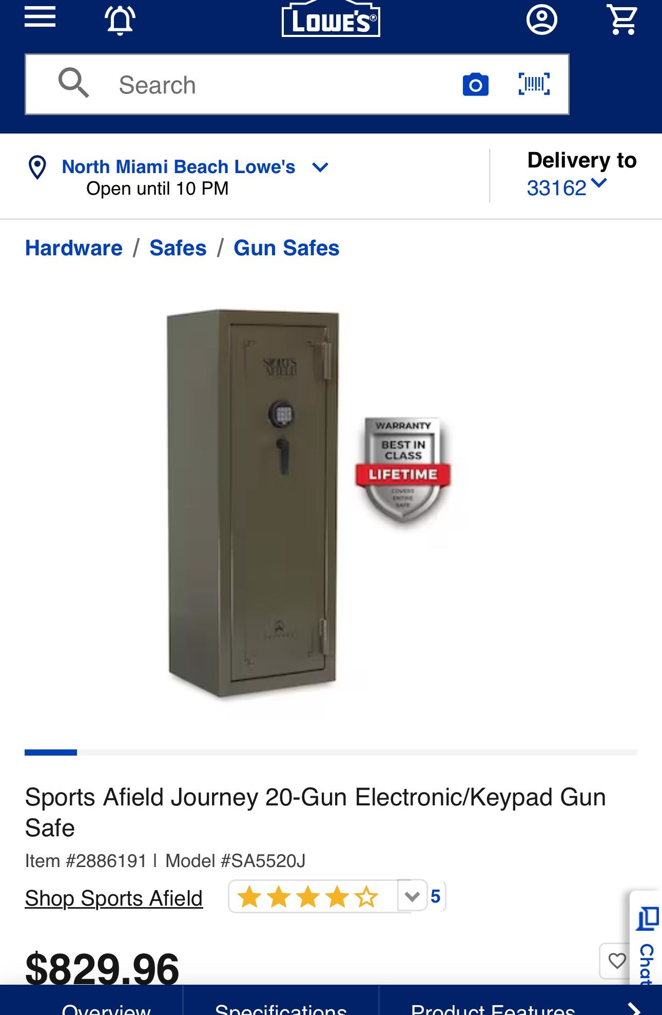 NEW CONDITION! Sports Afield Journey 20Gun Electronic/Keypad Gun Safe