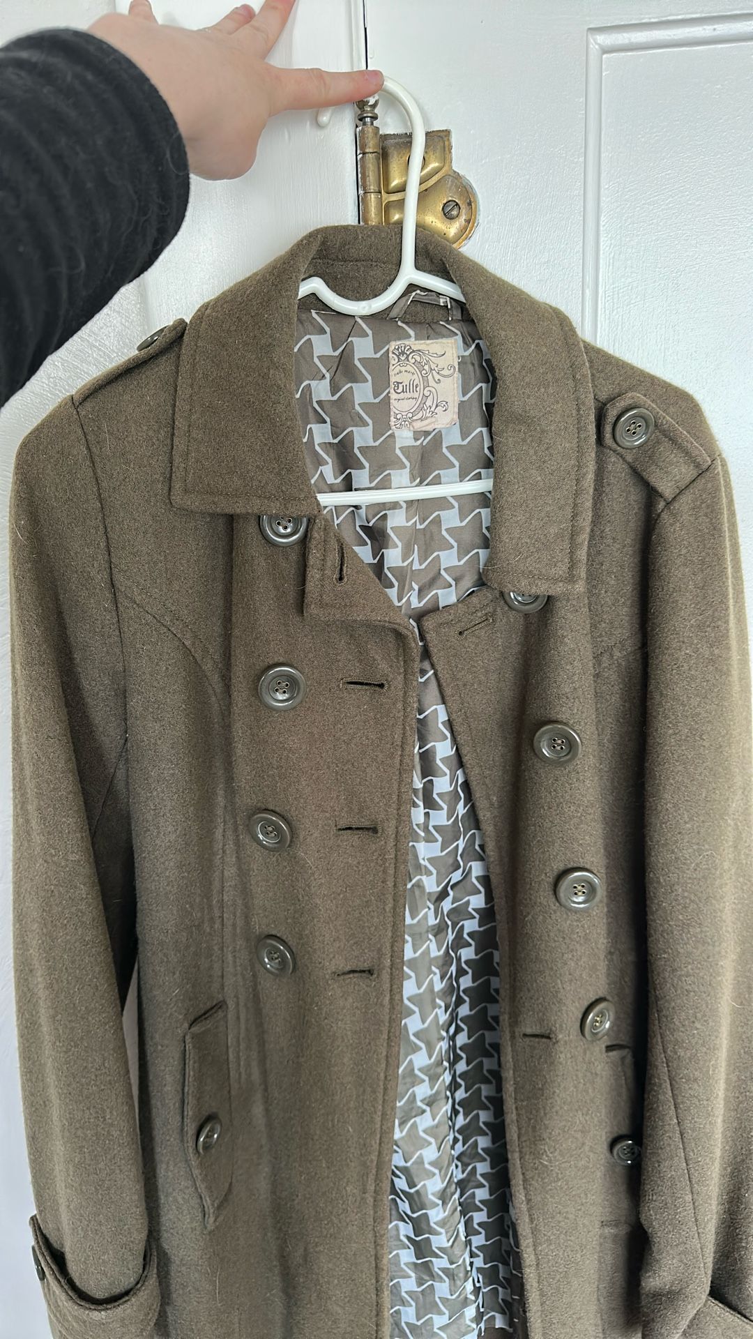 Faded army green wool coat