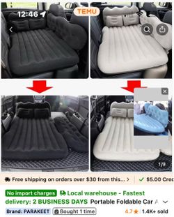 Portable Inflatable Car Back Seat Air Mattress