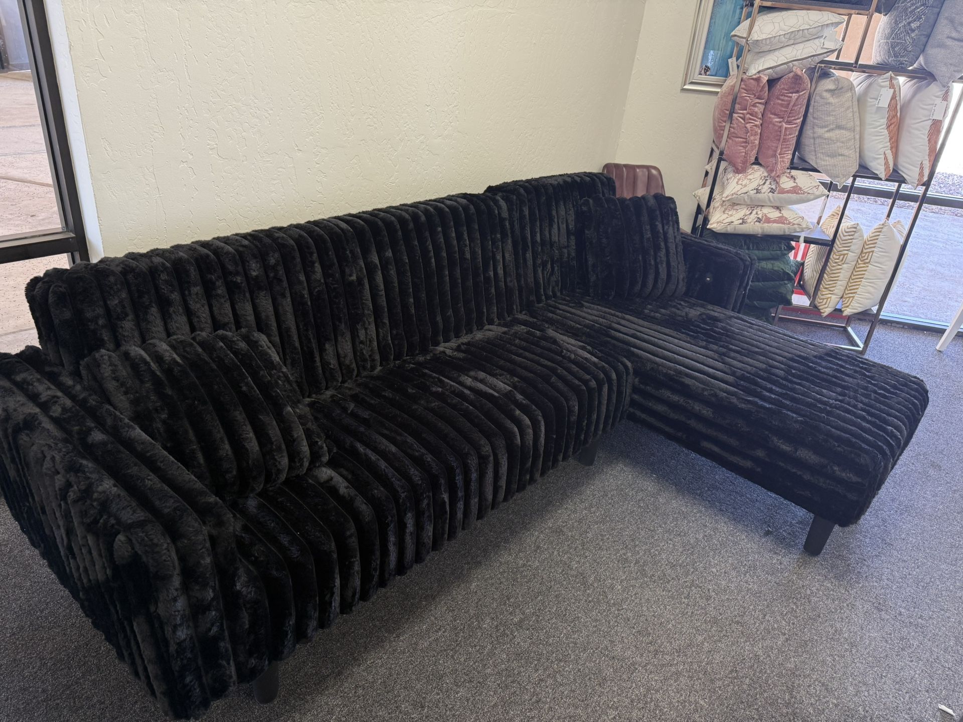 Black Corduroy Sectional 