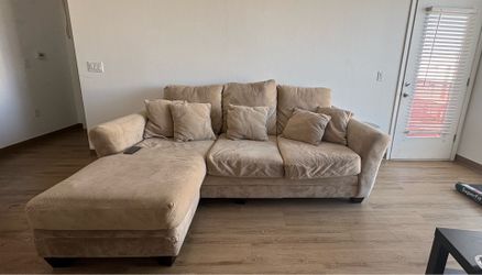 Tan Sectional Sofa with Chaise