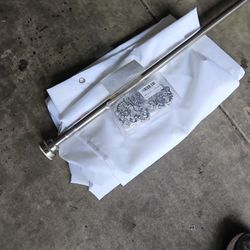 White Shower Curtain, Hooks & Adjustable Chrome Shower Rod