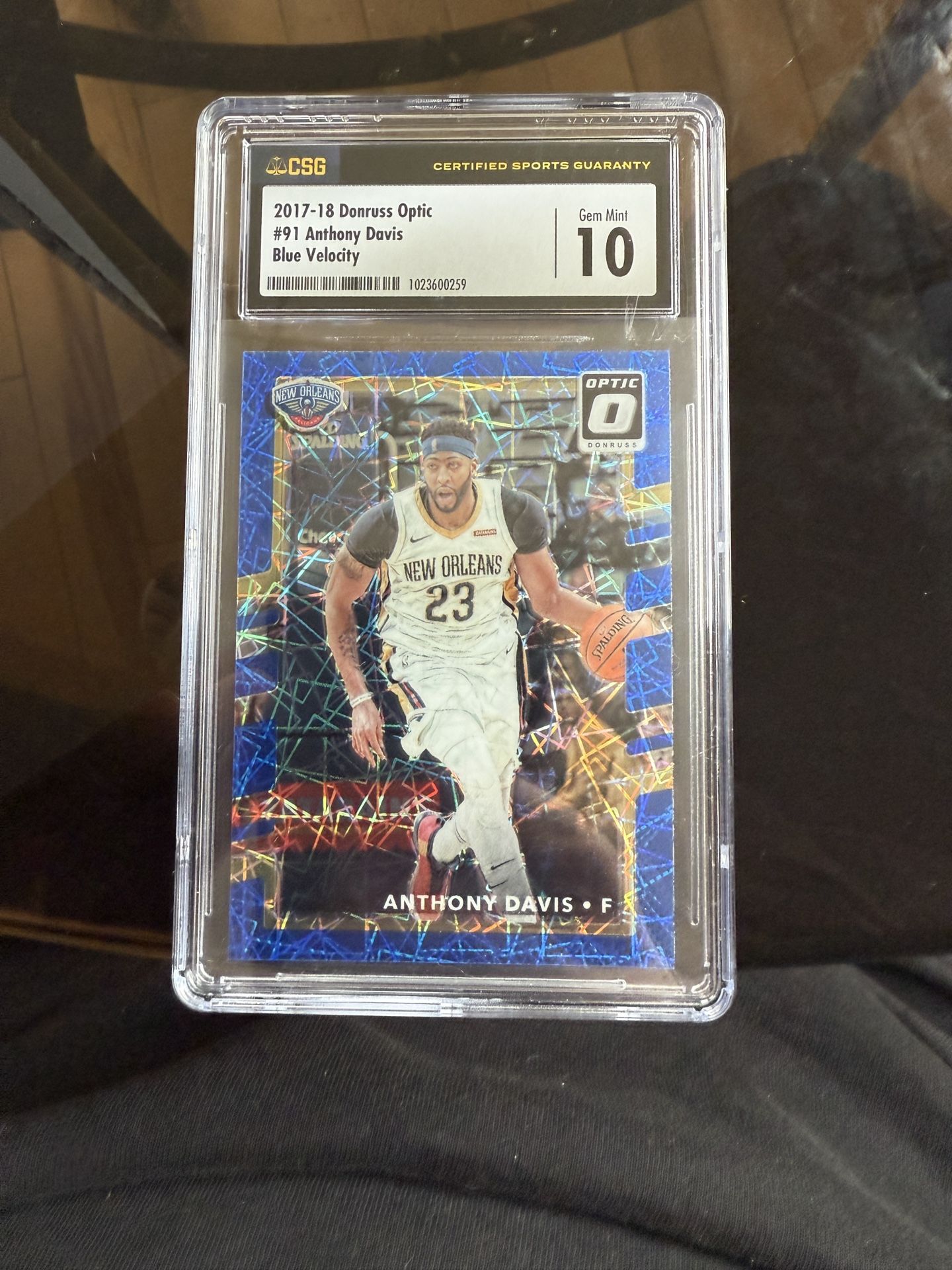 2017-18 Donruss Optic #91 Anthony Davis Blue Velocity