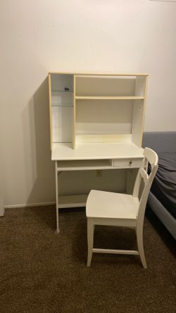 Desk, chair, and shelf set