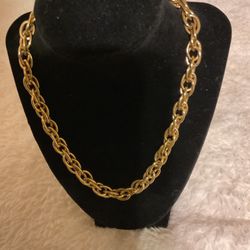 Gold Wide Link Chain Necklace By Trifari TM