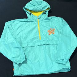 Dutch Bros 1/4 Teal Logo Zip Pull Over Windbreaker Men’s Large Green.
