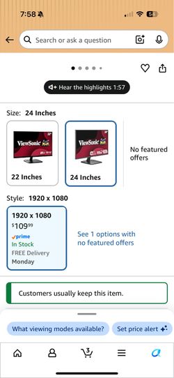 View sonic va2456a monitor in box new