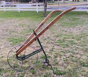 Antique hand cultivator high wheel push plow