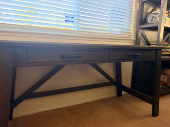 Dark Wood Writing Desk with Two Drawers