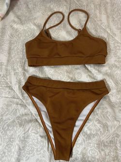 Gently used caramel color 2 piece swim suit