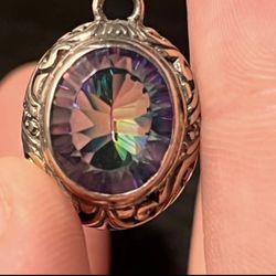 Sterling Silver with Genuine Mystic Topaz NEW Pendent