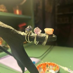 Custom Raw Crystal & Birth Stone Rings
