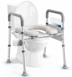 Brand New soundfuse Heavy Duty Raised Toilet Seat with Handles for Senior, 400 Ibs