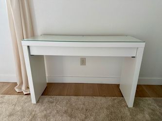 White Vanity Dressing Table with Glass Top
