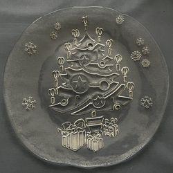 Vintage Holiday Embossed Christmas 12” Platter /Tray
