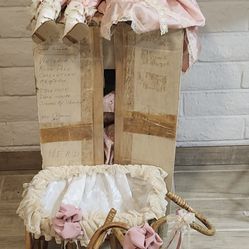 *RARE* Victorian Rose Collection Signature Series Boy & Girl Porcelain Dolls W/ Rattan Tricycle