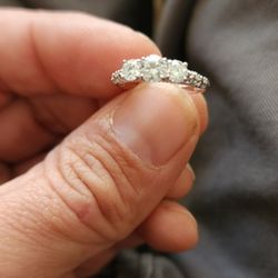 Sterling Silver And Moissanite Wedding Band