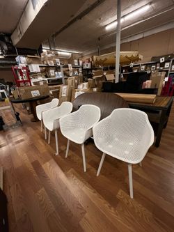 Lotus White Curved Faux Rattan Outdoor Patio Dining Chair