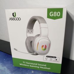 New Jeecoo G80 Wireless Gaming Headset, 7.1 Surround Sound, Detachable Clear Microphone, Low Latency LED Wireless Gaming Headphones, Works W/ PS4 PS5