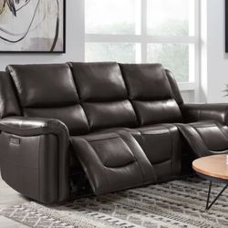 Alba Leather Power Reclining Sofa with Power Headrests