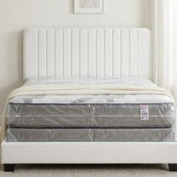 Queen Size BED WITH MATTRESS NEW QUEEN BED SET MATTRESS + BOXSPRING SET VELVET BED FREE DELIVERY 