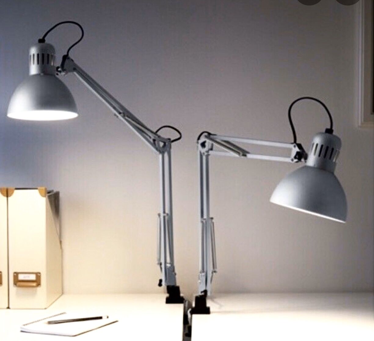 Two sliver IKEA Tertial lamps (new in bag)