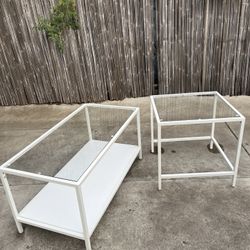 White/glass Top Coffee Side Tables 
