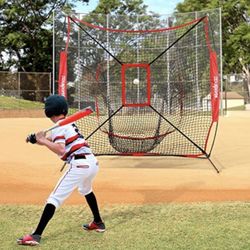  7'x 7' Baseball & Softball Practice Net W/Strike Zone -Training Net w/Carry Bag