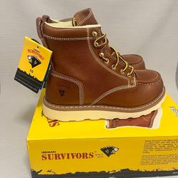 HERMAN SURVIVORS Oakridge Brown Leather Steel Toe Work Boots Men's Size 10