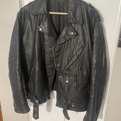 Vintage 1970s Extra Large 46 Leather Jacket Punk Greaser