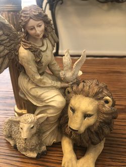 Angel, lamb, lion, and dove candlestick 7x7 $25 Glendale or Surprise pick up