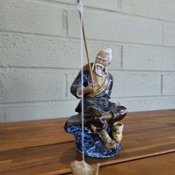Vintage Asian Mudman Fisherman Statue