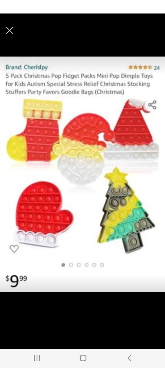 New !!! Pack Of 5 Christmas Fidet Poppers In Package. See Photos. Cash/ Pickup Only