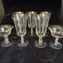 Mid Century Cambridge Glass Regency (7) Goblets #3579