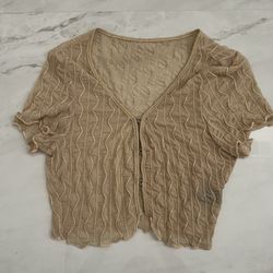 Shein tan mesh crop top 