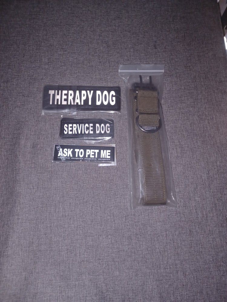 New Dog  Collar With Service Dog And Therapy Dog And Ask To Pet Me That Go On The Collar 