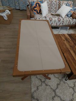 Foldable Wood Leather Table Collapsible Transportable Table