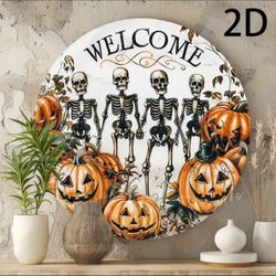 Skeleton Squad Welcome Sign — Dancing Bones & Jack-o'-Lantern Grove