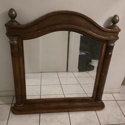 Mirror Dresser Top Mirror Bedroom Tabletop Dresser Mirror Antique Vintage Solid Oak Decorative Accent Arched Landscape Mirror Wood Brown