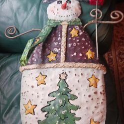 Large Primitive Metal Hanging Snowman 